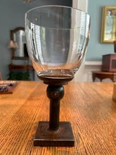 JAN BARBOGLIO LARGE IRON & HANDBLOWN GLASS GOBLET CHALICE, FREE SHIPPING