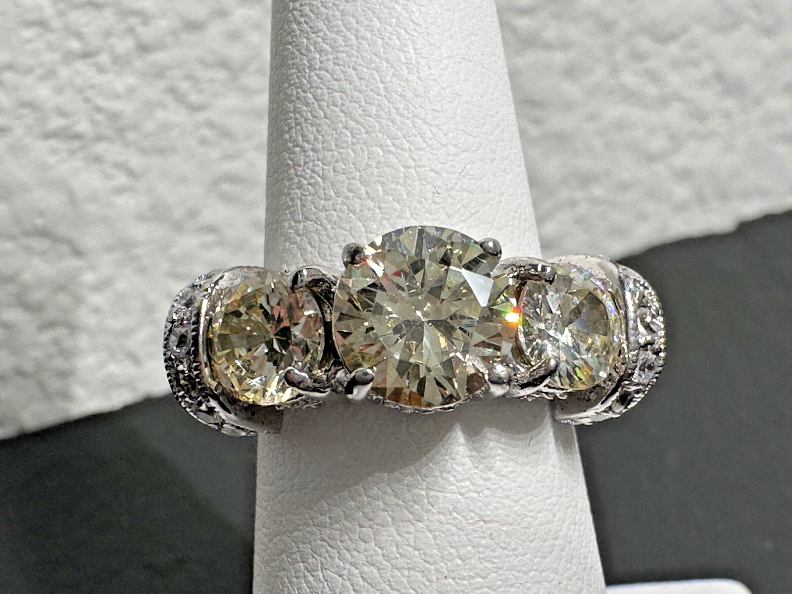 STERLING SILVER SPARKLING THREE SIMULATED GEMSTON… - image 1