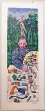 ANTONIO POSSENTI un pittore nel bosco opera di grandi dimensioni cm 40x100