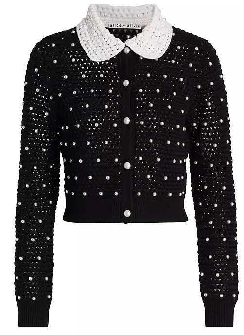 Alice Olivia Collins Embellished Cardigan Size S NWOT