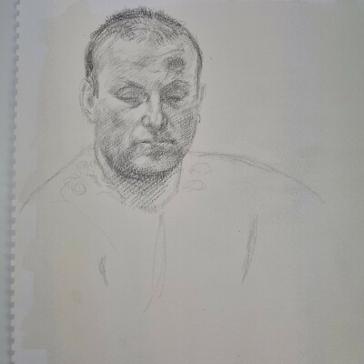Michael Stennett unsignierte Bleistiftzeichnung Portrait Mann Leben Studie