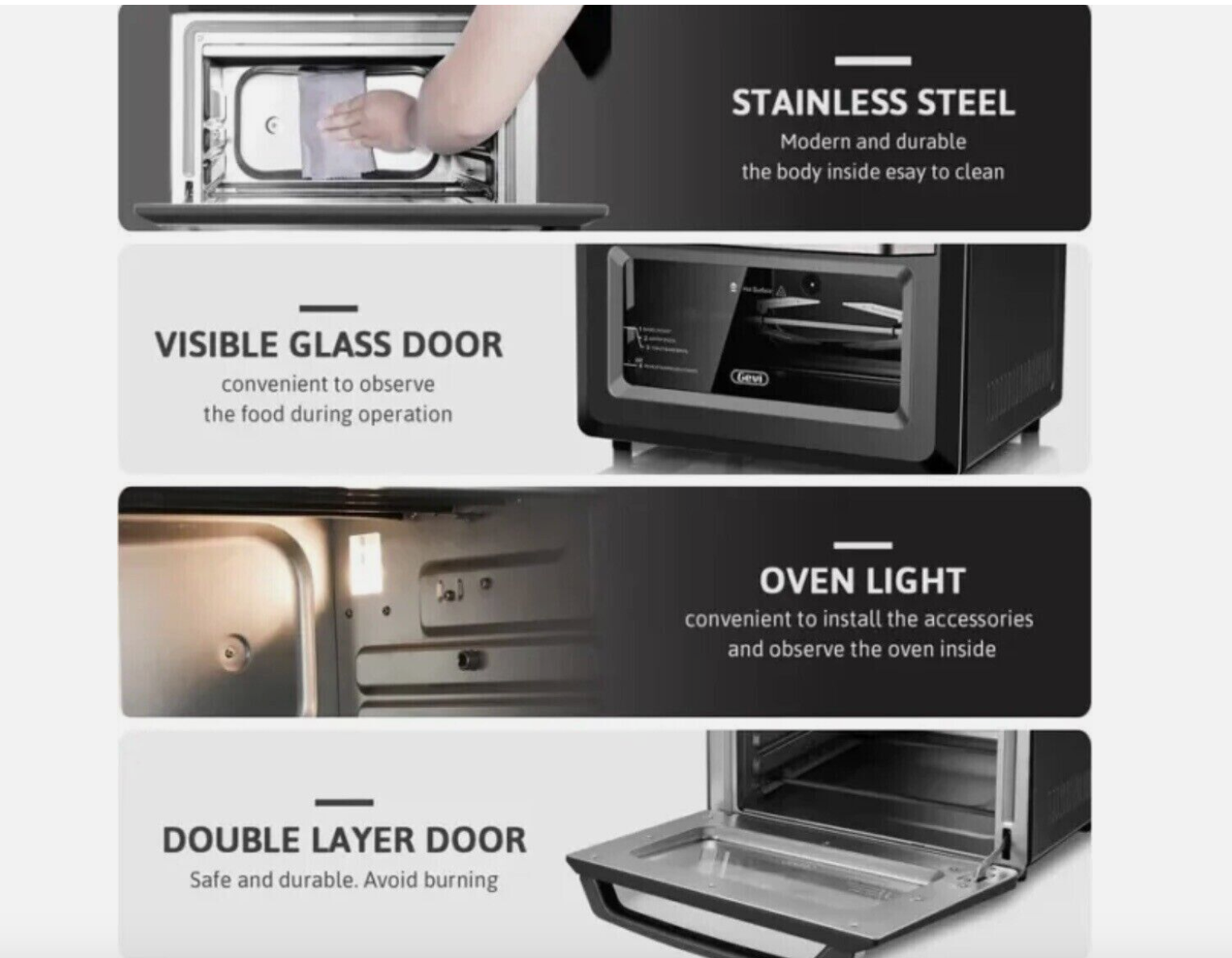 Gevi Air Fryer Toaster Oven Combo Large Digital LED Screen Convection