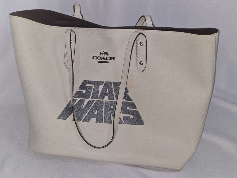NWT Star Wars X Coach Town Tote With Glitter Motif F89036 Chalk