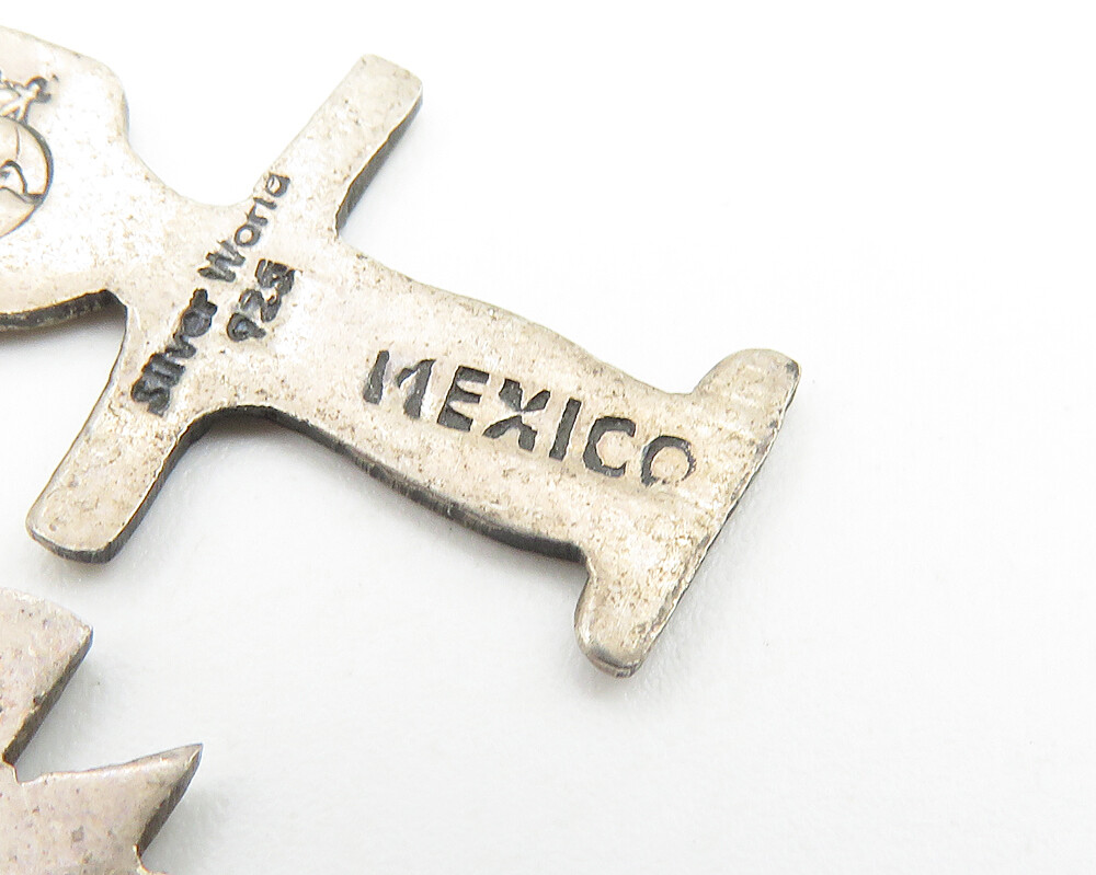 MEXICO 925 Sterling Silver Vintage Dark Tone Girl & Boy Drop