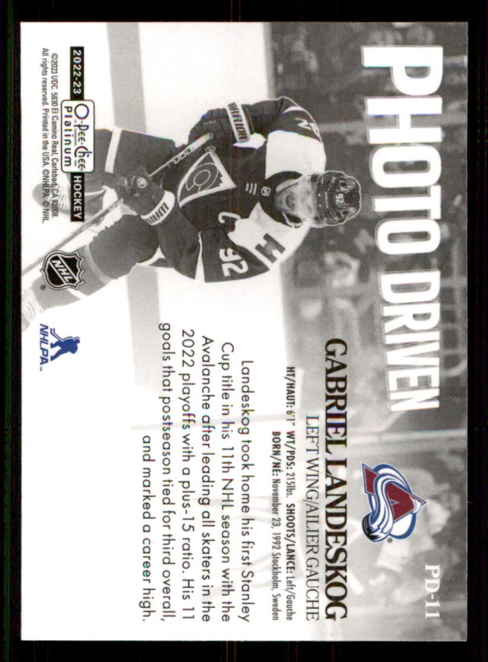 2022-23 O-Pee-Chee Platinum Photo Driven #PD11 Gabriel Landeskog - Image 2 of 2