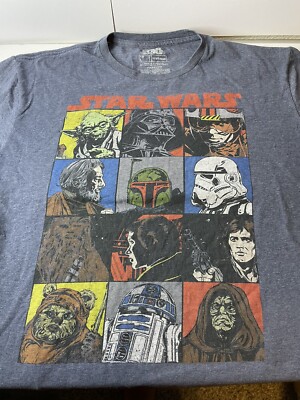 Star Wars T-Shirt Large.  Yoda Luke Skywalker Darth Vader Chewbacca Hans Solo