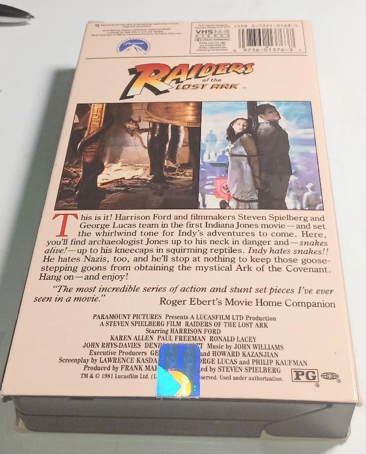 Raiders of the Lost Ark VHS 1981 indiana Jones Harrison Ford - Image 2 of 3