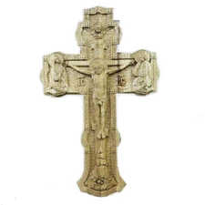 Wooden Cross with Prayer Orthodox Carved Crucifix Jesus Christ 19.68" #04