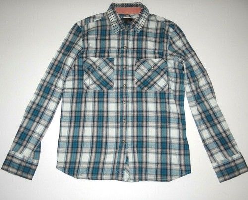 Studded Collar Flannel Shirt Small 