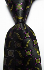 New Classic Paisley Black Gold Green Red JACQUARD WOVEN Silk Men's Tie Necktie
