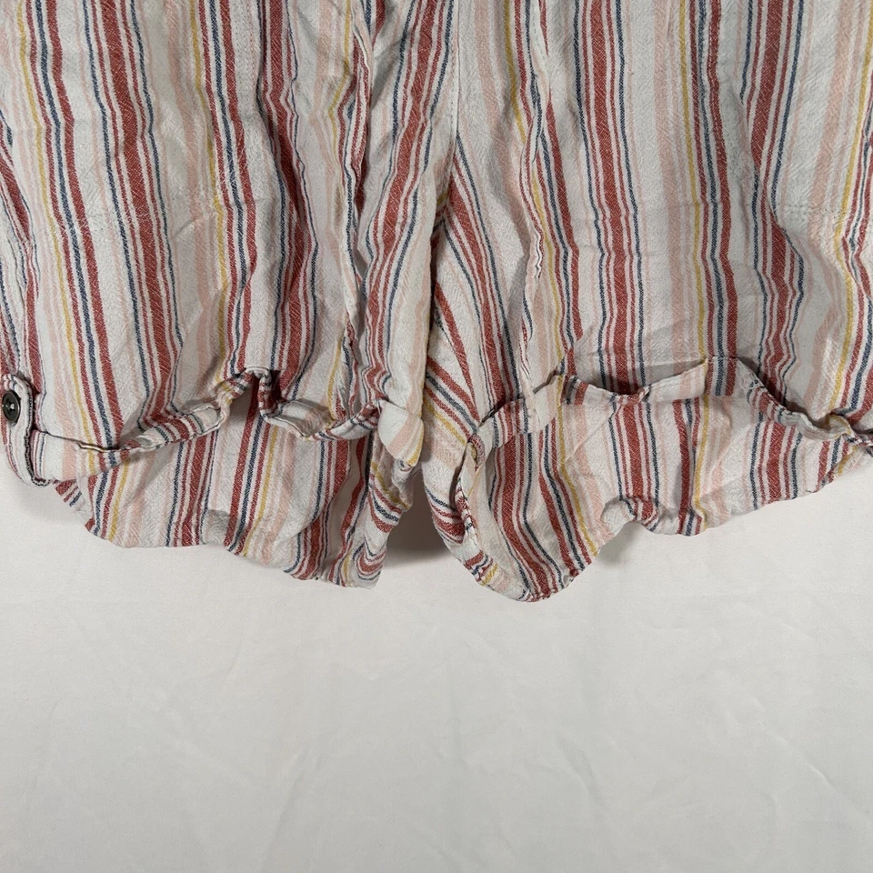 Pantalones cortos Per Se para mujer XL Blanco Naranja Rayas Lenin Blend Cordón Foto 3 de 4