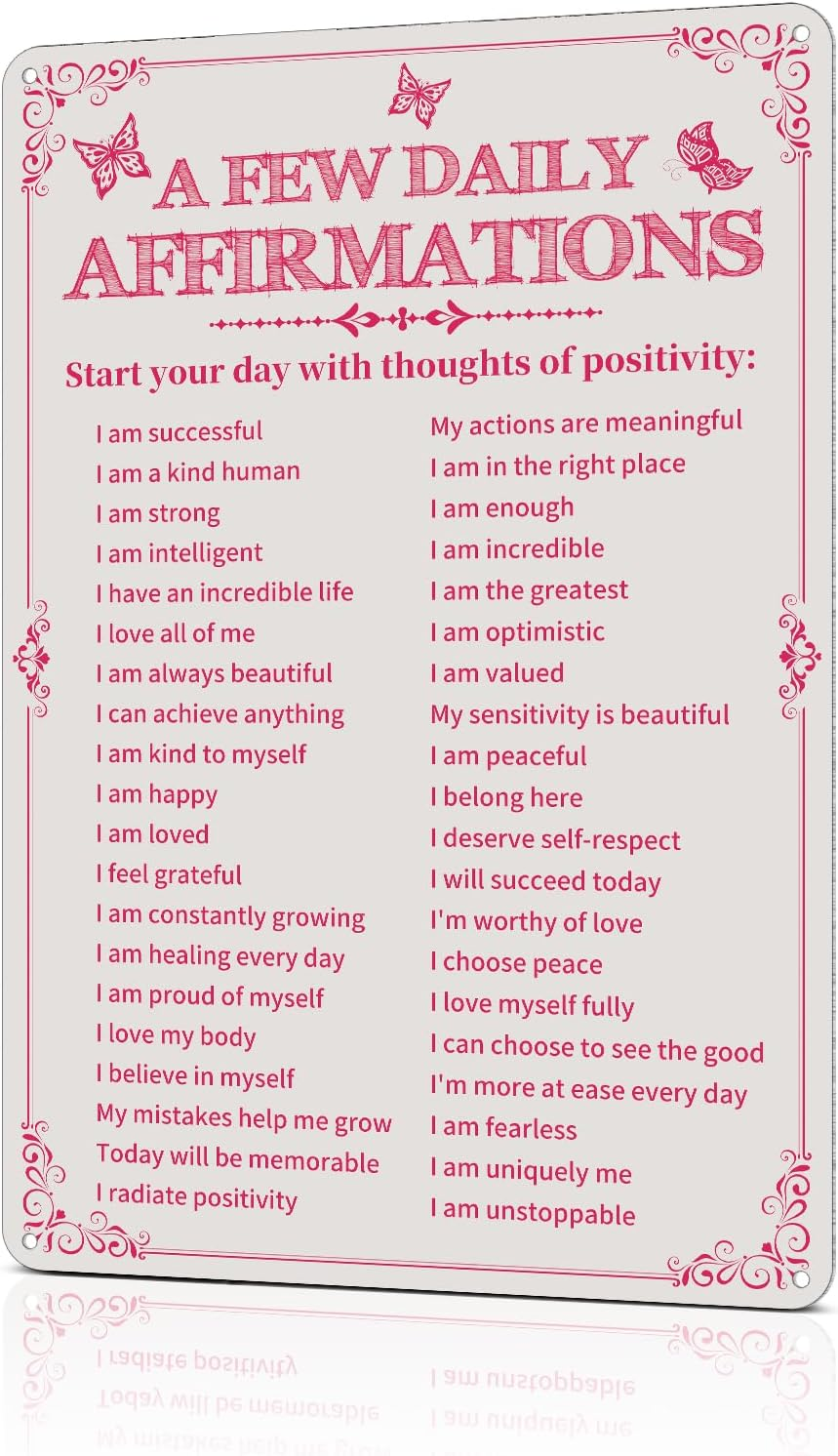 Aesthetic Motivational Wall Art Tin Metal Sign for Daily Affirmations Room Decor