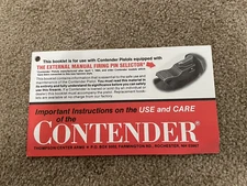 Thompson Center Arms Contender Instruction Manual  Firing pin Selector Model