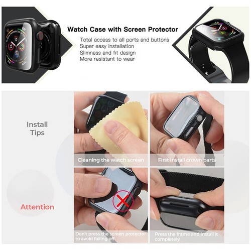 Tempered Glass Screen Protector+Case Cover For Apple Watch 1/2/3/4/5/6/7/8/9/SE - Picture 10 of 25