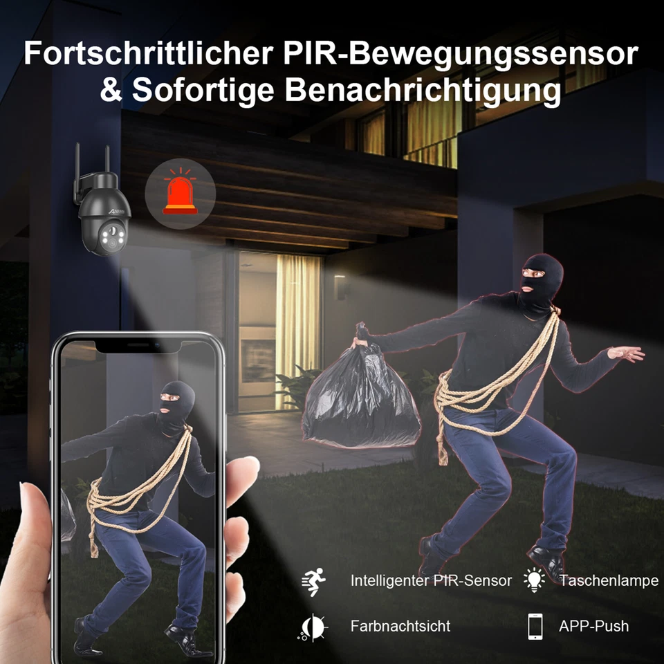 ANRAN Solar Camera WIRELESS SECURITY CAMERA Outdoor WLAN WIFI IP CAMERA Set Outdoor - Image 3 of 4