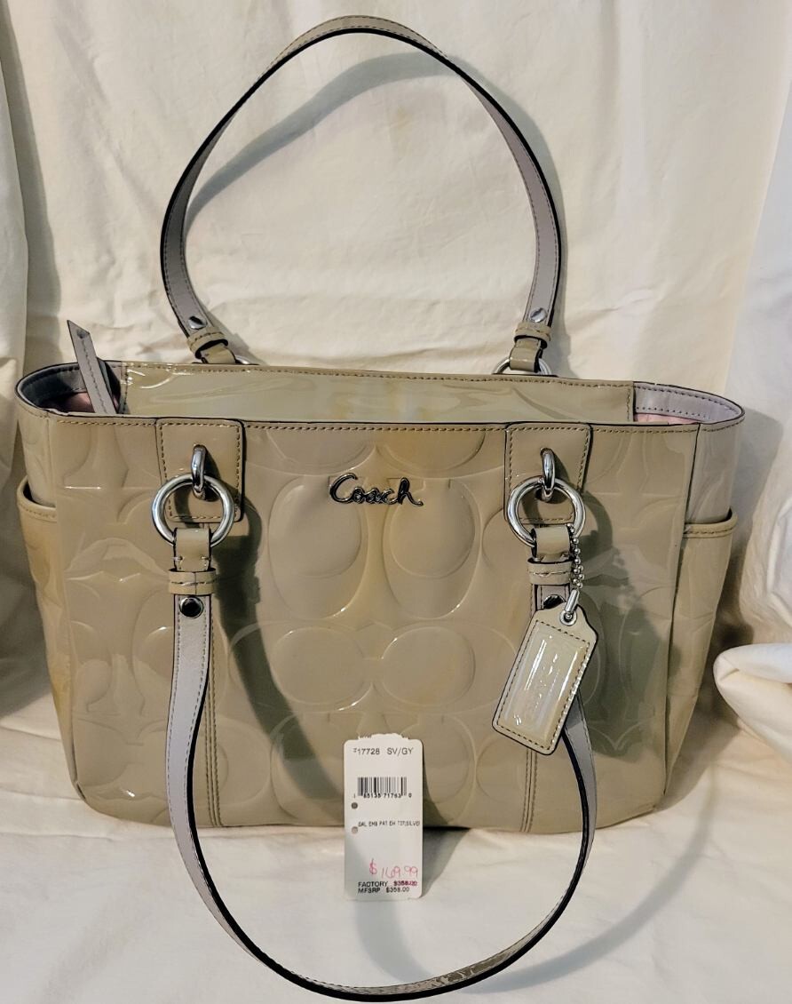 COACH Patent Leather Embossed Shoulder Bag # F17728 SV/GY