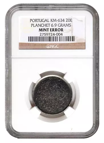 NGC Graded Portugal 20 Escudo Blank Planchet Km 634 Coin