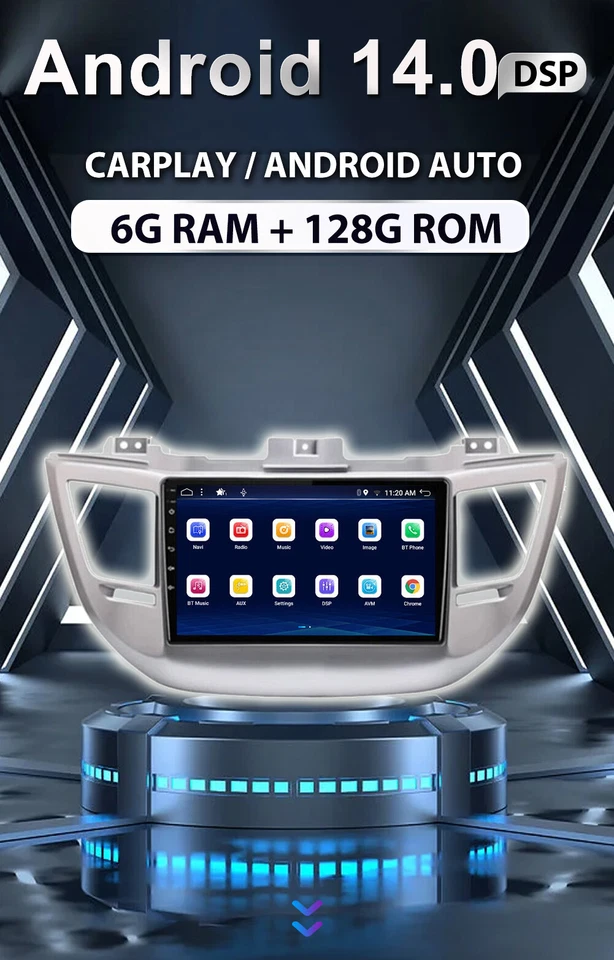 9'' AUTORADIO GPS FÜR HYUNDAI TUCSON 2014-18 CARPLAY GPS ANDROID 14 DAB 6G+128GB - Bild 3 von 4