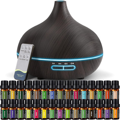 Aroma Diffiser with Essential Oils Set, 550 ML Essential Oil Diffuser with Remot