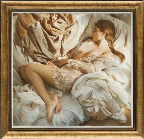 Handmade Original Oil Painting art female nude girl on canvas 30"X30"