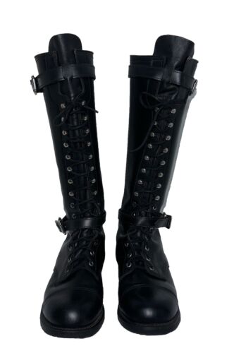 Vintage Harley Davidson Size 9.5 Tall Laceup Buckle Shield Biker Boot 80’s USA - Picture 3 of 16