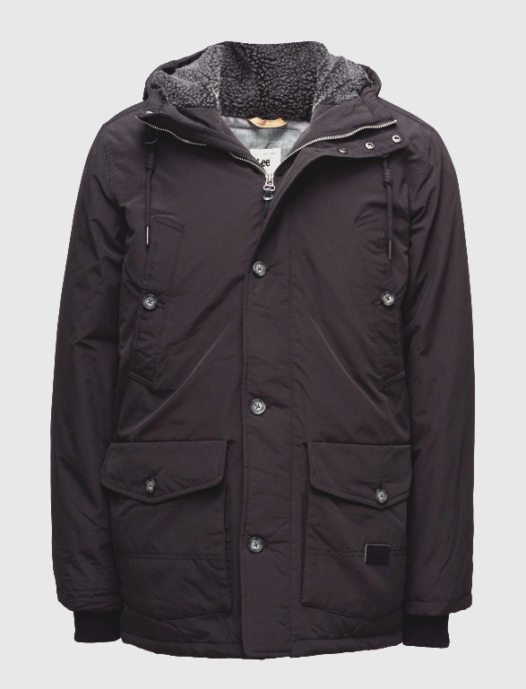 Lee Jeans Black Parka Coat Small RRP £224 BOX1 NN 03