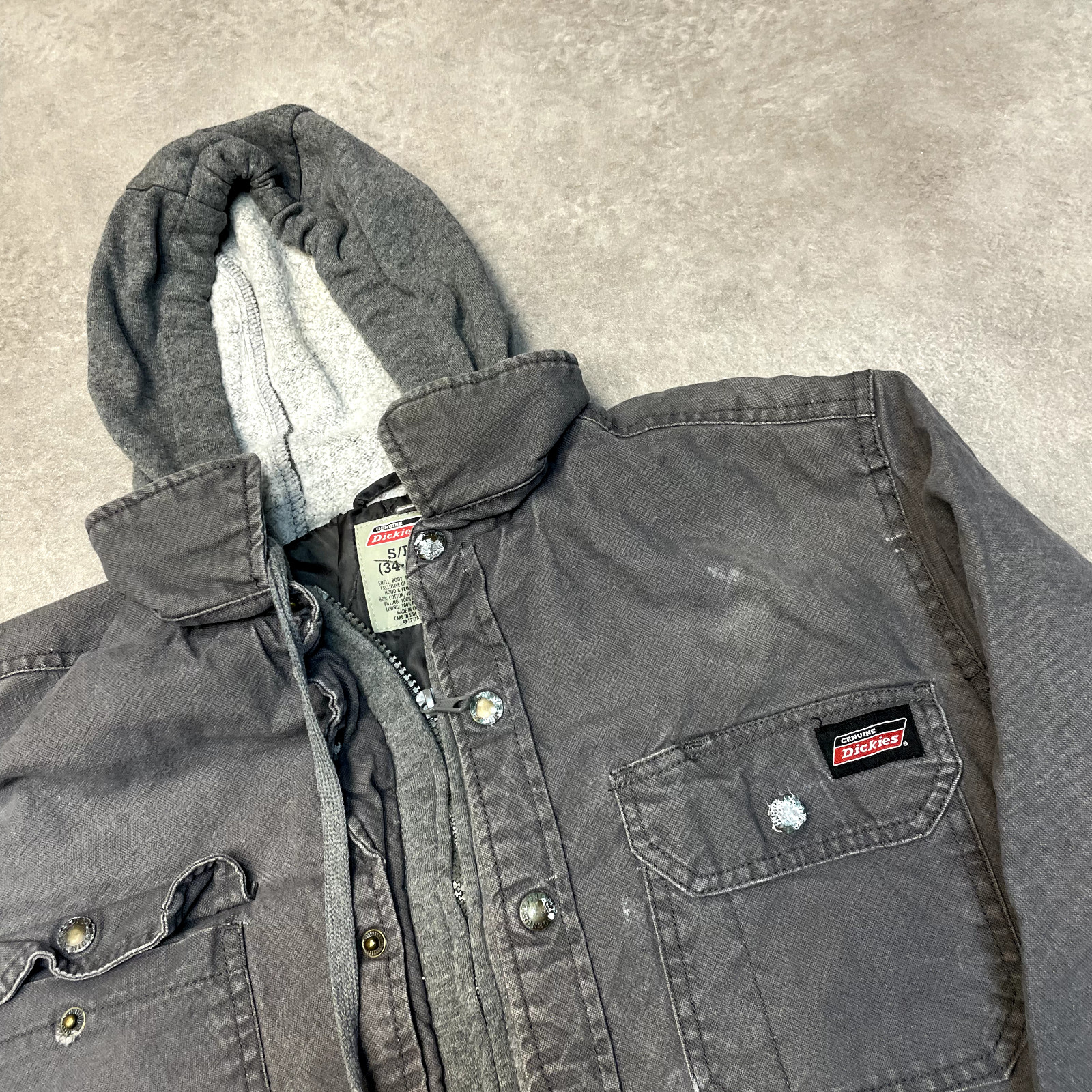 Dickies Over Shirt Mens Y2K Full Zip Quilt Lined Workwear Jacket, Grey, Small image 7