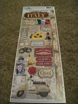 Scrapbooking Stickers Paper House 13'' Italy Cafe Ciao! Scooter Flag Wine Gelato