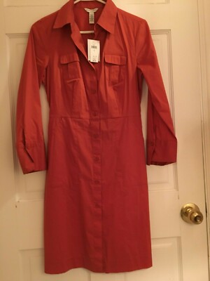 banana republic orange dress Stretch-Cotton Poplin Maxi Dress
