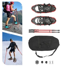 21" Skiing Snowshoes &Adjuatable Trekking Poles Youth Adults Snowshoes 66-154lbs