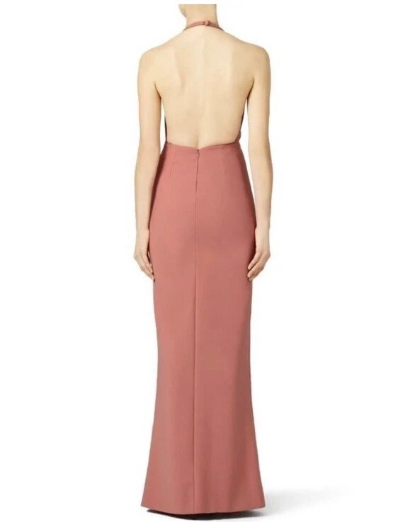 Maxi Vestido Elizabeth and James Ventus Diseñador Rosa Crepé Formal abertura en el Muslo Foto 4 de 4