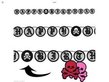 LOT Of 2 NEW 5.5ft Pirate Ahoy Happy Birthday Party Red Pink Skull Paper Banners