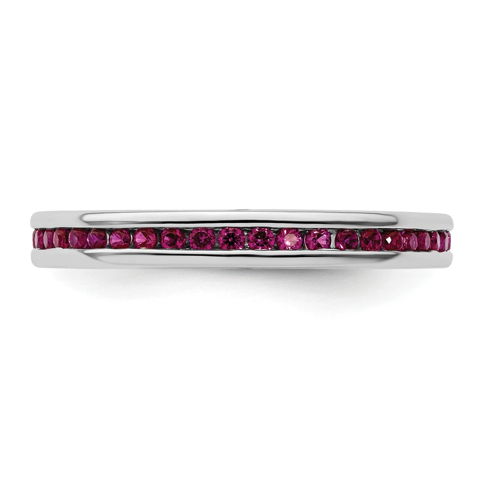 Silver Stackable Expressions Polished Created Ruby Ring QSK660 - Image 3 of 4