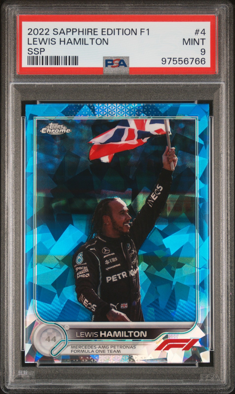 2022 TOPPS CHROME FORMULA 1 SAPPHIRE EDITION SSP  #4 LEWIS HAMILTON PSA 9
