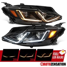 Black Fit 2019-2024 Chevy Malibu Sequential Full Led Projector Headlights Lamps
