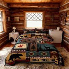 Rustic Cabin Bedding Comforter Sets Queen Size, Lodge Bear Bedding Sets, Southwe