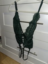 Victoria's Secret Teddy Bodysuit Medium Size Dark Green Lace