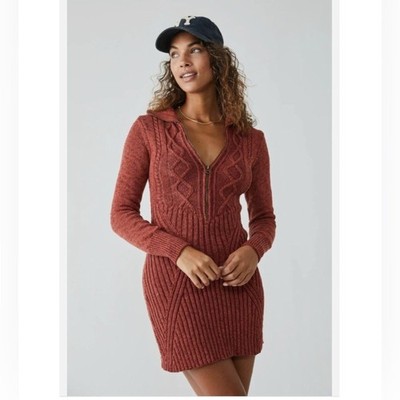 Free People Mont Blanc Mini Sweater Dress In Red Jasper