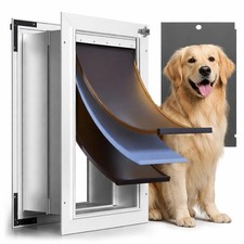 3-Flap Insulated Aluminum Dog Door for Walls, Heavy-Duty Telescoping Pet Door