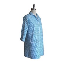Vintage 1950 s Robe, Blue Gingham,Rockabilly, Duster , Quilted Cotton