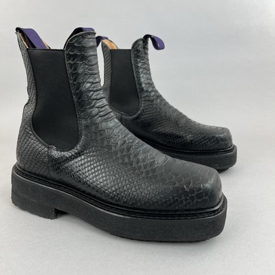 Eytys Ortega Black Snakeskin Leather Platform Chunky Chelsea Boots