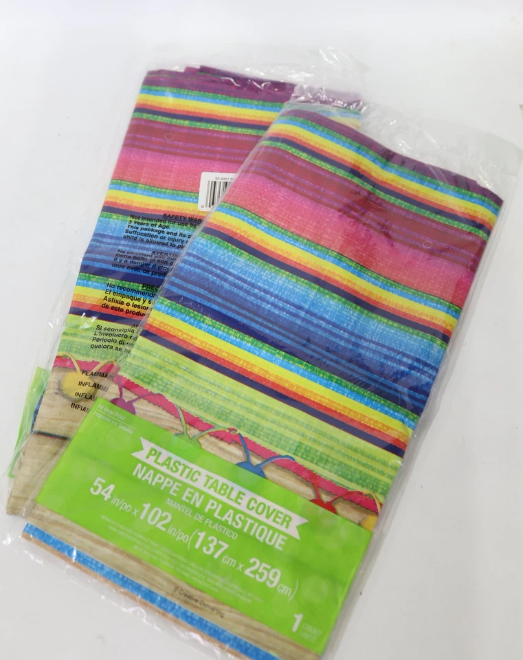 Mexican Party Supplies Set -Table Covers Paper Plates Napkins and 7/8in  Plates - Image 2 of 4