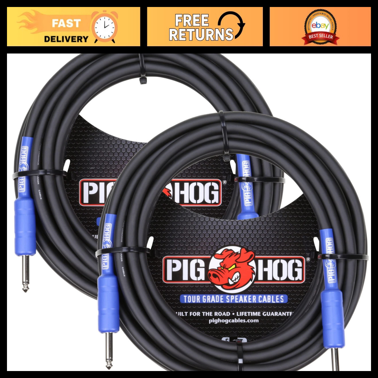50-Foot 14 Gauge Speaker Cable - Heavy Duty, Oxygen-Free, 2 Pack for Audio Syste
