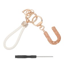 Initial Letter Keychain Letter U - Initial Wristlet KeyChain Champagne