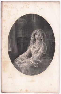 Vintage Engraving ''The Bride'' D.H. Corbould Portrait Art Print Loose Sheet