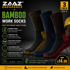 3 - 6 Pairs Men's Breathable  Heavy Duty Bamboo Work Socks Big Foot UK 3 - 20