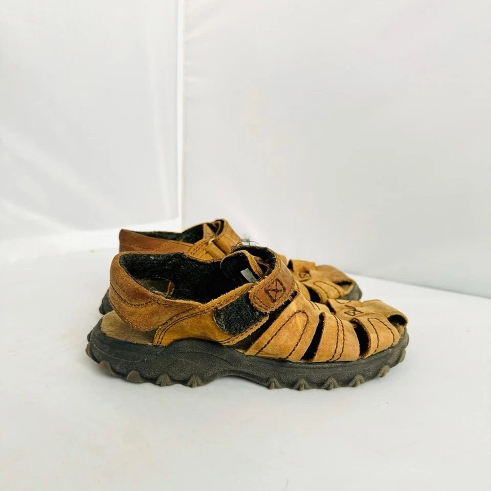 Stride Rite Hudsen Brown Leather Sandals with Adjustable Straps Boys 10.5 - Image 2 of 4