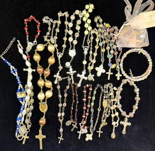 Bulk Lot of 22 Rosary/ Chaplet Bracelets Mixed Materials 0.6 Lbs Italy Christian