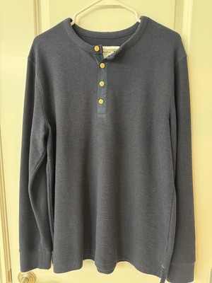 Goodfellow & Co, men's long-sleeve textured henley shirt, Dark Blue, Size L