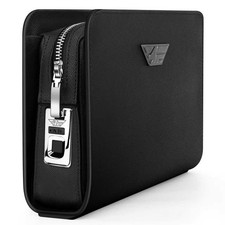 Sac à main en cuir pour hommes sac à main pour hommes avec serrure à empreint...